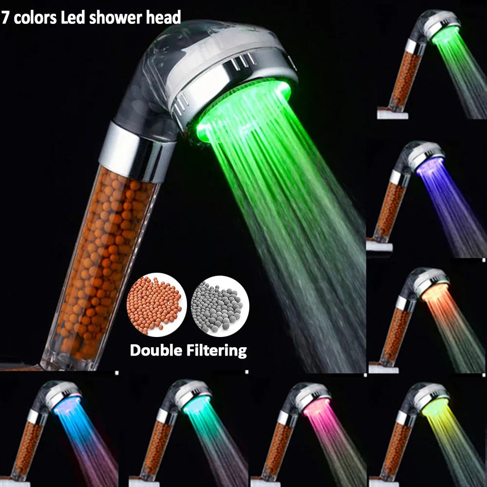 LED 3/7 Colors Shower Head Automatically Color-Changing LED Shower Light Water Saving Shower Head Bathroom Accessorries