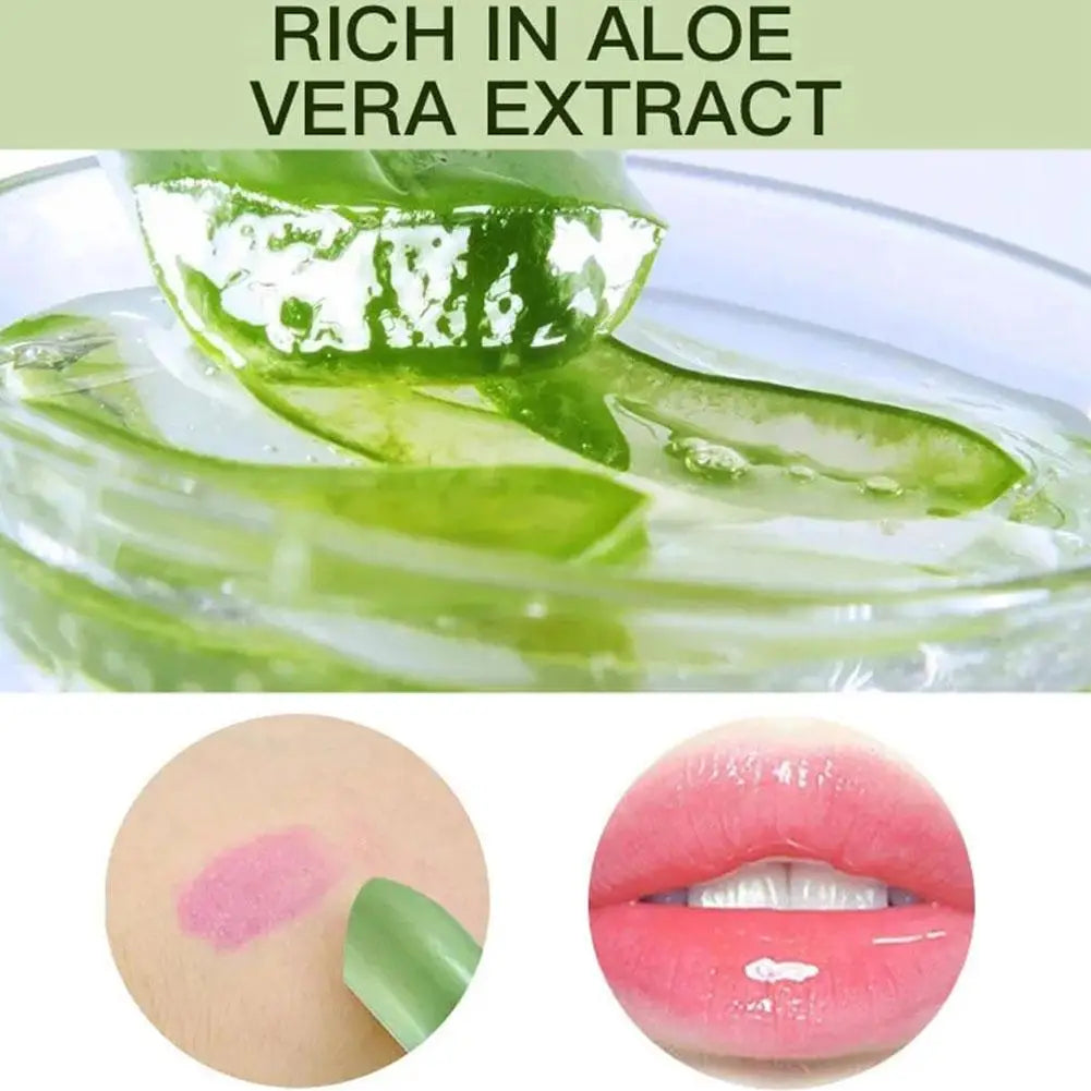 Aloe Vera Discolored Lip Balm Jelly Magic Color Changing Moisturizing Girl Lipstick Nourishing Gloss Lasting Makeup Lip Lip A0A9