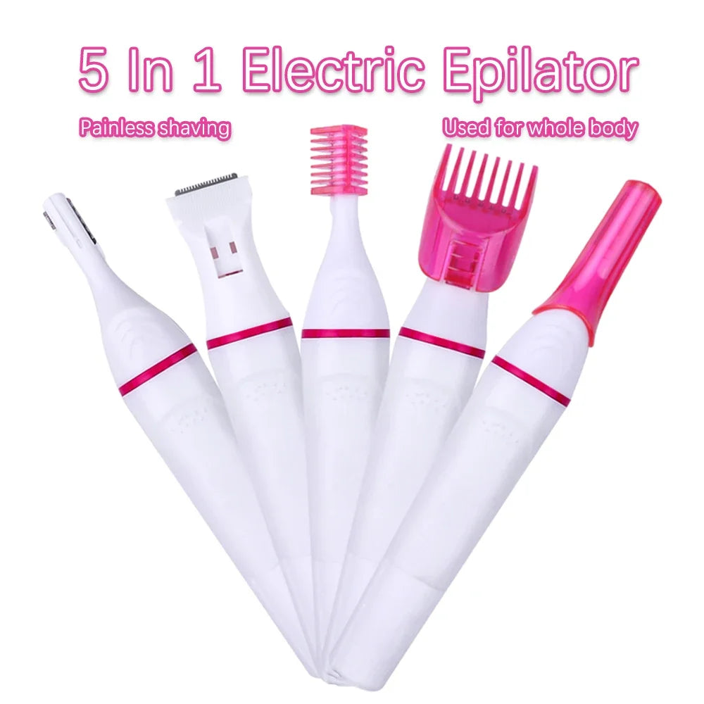 Multifunction 5 In 1 Electric Epilator For Women Hair Remover Shaver Razor For Eyebrow Underarm Bikini Leg Depilador Feminino