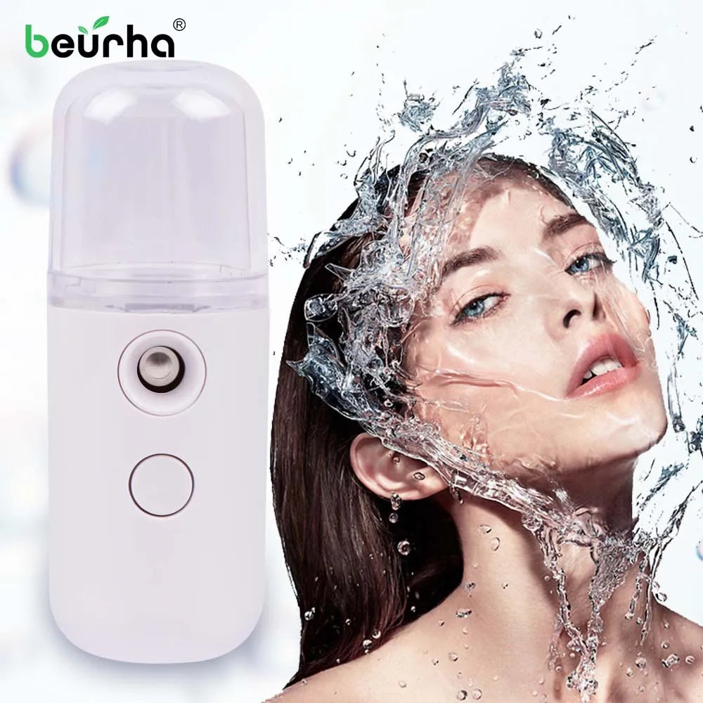 Face Steamer Humidifier USB Rechargeable Nano Mist Sprayer Facial Nebulizer Steamer Moisturizing Beauty Device Face Skin Care