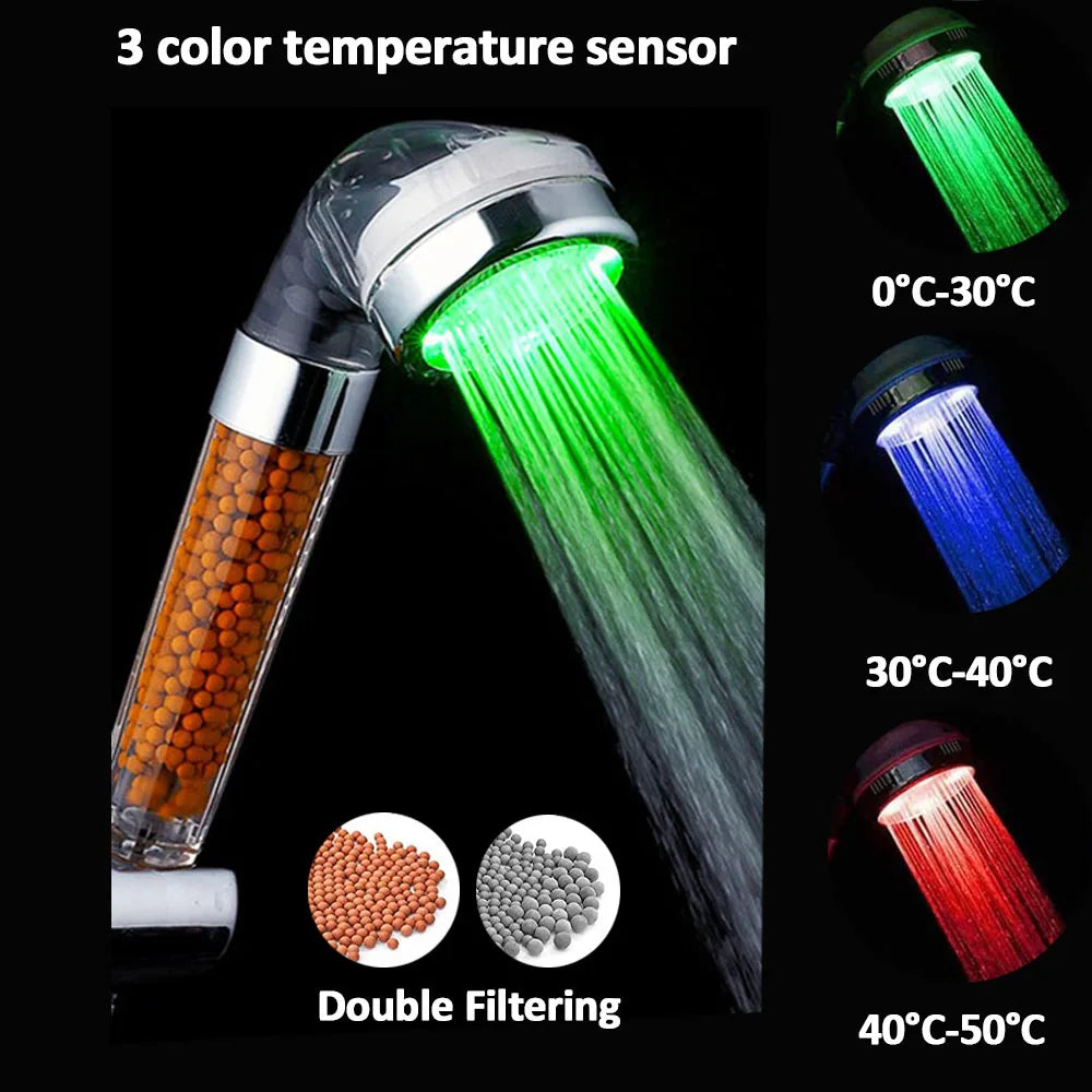 LED 3/7 Colors Shower Head Automatically Color-Changing LED Shower Light Water Saving Shower Head Bathroom Accessorries