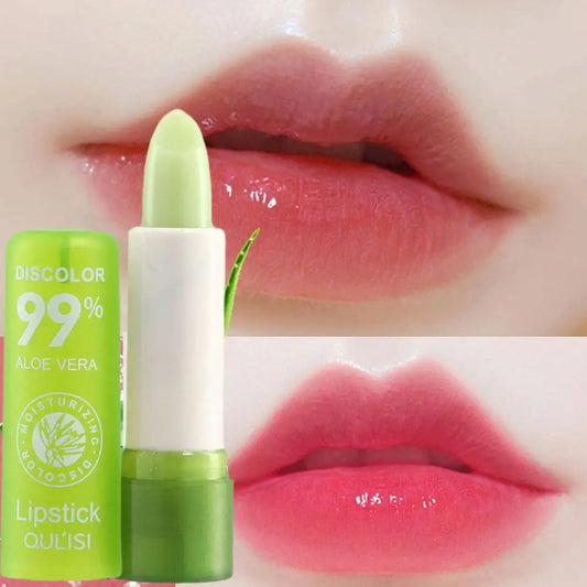 Aloe Vera Discolored Lip Balm Jelly Magic Color Changing Moisturizing Girl Lipstick Nourishing Gloss Lasting Makeup Lip Lip A0A9