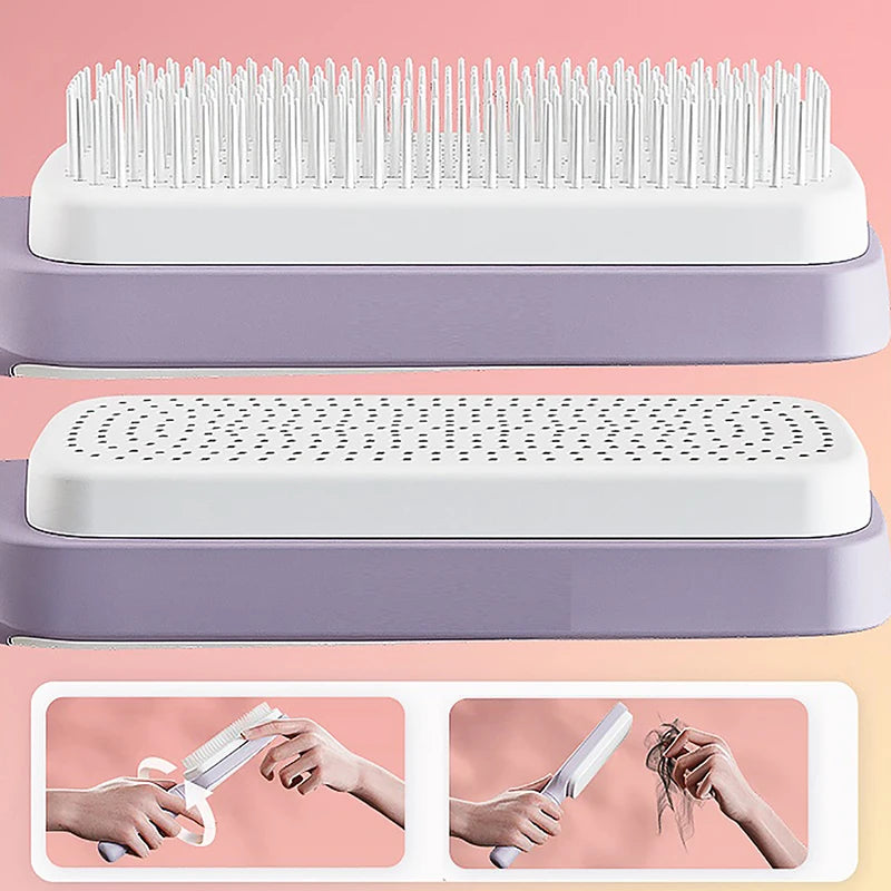 Self Cleaning Hairbrush Women Hair Brush One-key Cleaning Hair Loss Airbag Scalp Massage Comb Anti-Static Hairbrush