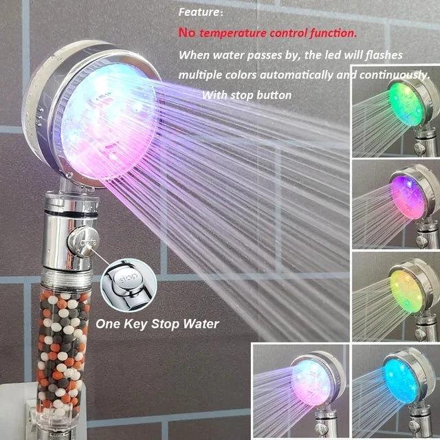 LED 3/7 Colors Shower Head Automatically Color-Changing LED Shower Light Water Saving Shower Head Bathroom Accessorries