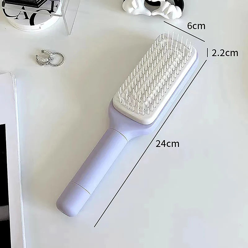 Self Cleaning Hairbrush Women Hair Brush One-key Cleaning Hair Loss Airbag Scalp Massage Comb Anti-Static Hairbrush