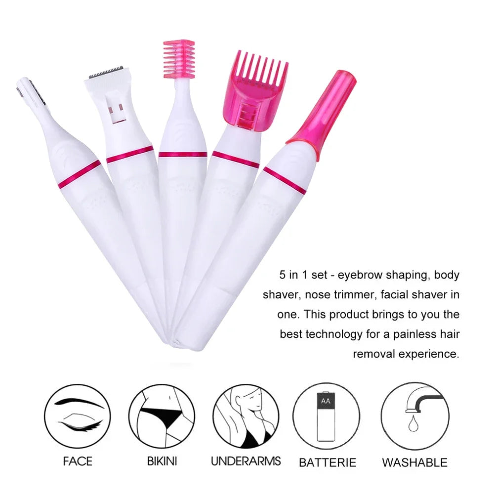 Multifunction 5 In 1 Electric Epilator For Women Hair Remover Shaver Razor For Eyebrow Underarm Bikini Leg Depilador Feminino