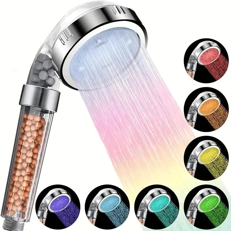 LED 3/7 Colors Shower Head Automatically Color-Changing LED Shower Light Water Saving Shower Head Bathroom Accessorries