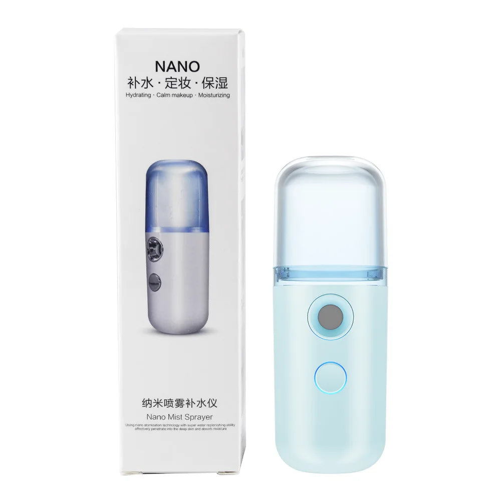 Face Steamer Humidifier USB Rechargeable Nano Mist Sprayer Facial Nebulizer Steamer Moisturizing Beauty Device Face Skin Care