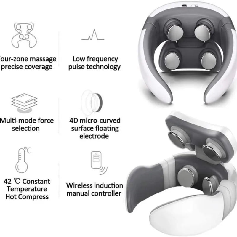 Smart 4D Magnetic Pulse Electric Shoulder Neck Massager Fatigue Pain Relief Cervical Massage With Remote Control