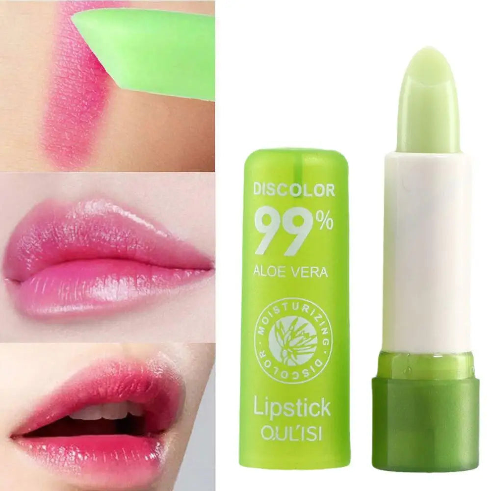 Aloe Vera Discolored Lip Balm Jelly Magic Color Changing Moisturizing Girl Lipstick Nourishing Gloss Lasting Makeup Lip Lip A0A9