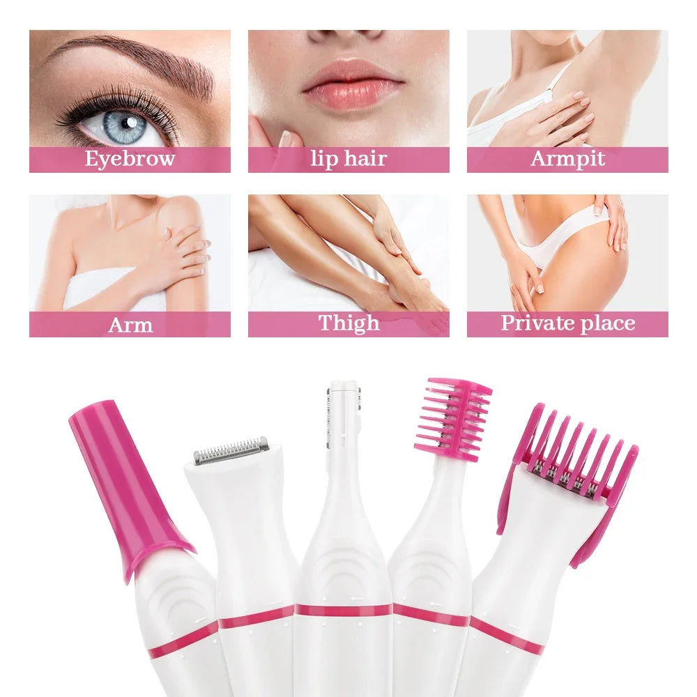 Multifunction 5 In 1 Electric Epilator For Women Hair Remover Shaver Razor For Eyebrow Underarm Bikini Leg Depilador Feminino