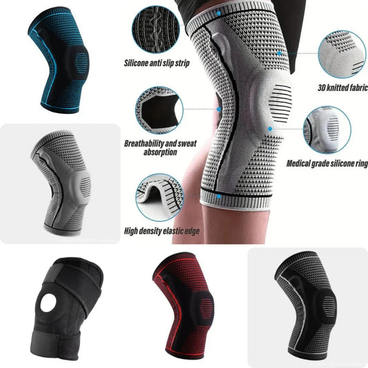 1 Piece Knee Brace Strap Patella Medial Support Strong Meniscus Silicone Compression Protection Sport Kneepads Running Basket